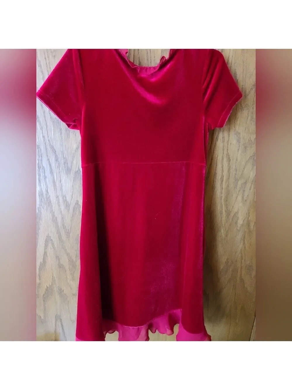 Children's Place Girls 6x/7 Stretch Short Sleeved Red Holiday Dress